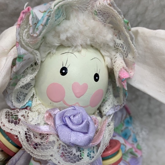 Vintage 3 Shelf sitters wooden bodies button limbs Valentines Day Easter Bunny - Picture 7 of 11